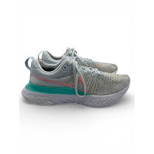 Nike React Infinity Run Flyknit 2 Running Shoes Women SZ 9.5 Blue Tint/Lava Glow